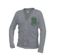 Esperanza V-Neck Cardigan - Gray w/ Printed School Logo