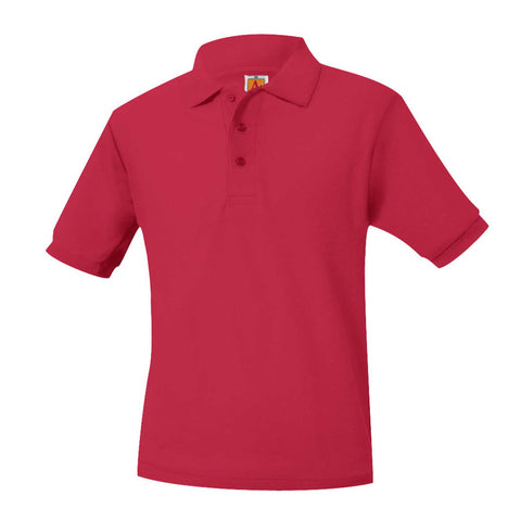 Short Sleeve Pique Polo Shirt FT- Red - With School Logo