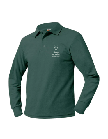 Long Sleeve Polo Shirt High School - Green - w/ Chabad Logo