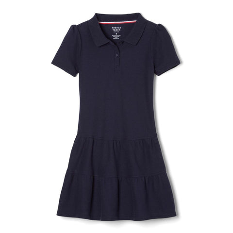 Short Sleeve Ruffle Piqué Polo Dress w/ School Logo