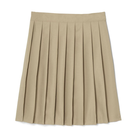 At The Knee Pleated Skirt - Khaki