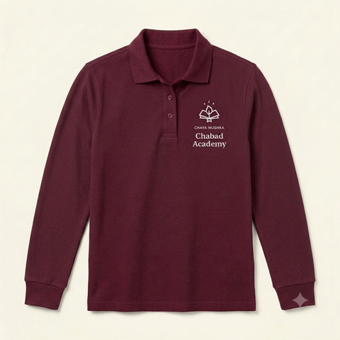 Long Sleeve Polo Shirt - Maroon - w/ Chabad Logo