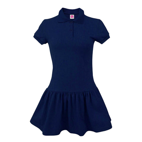 Navy Girls Knit SS Dress w/ School Logo