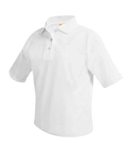 Short Sleeve Polo Shirt - White - With School Logo