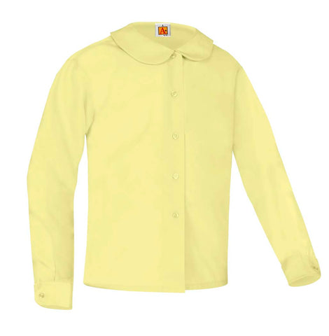 Girls Round Collar Long Sleeve Blouse Yellow