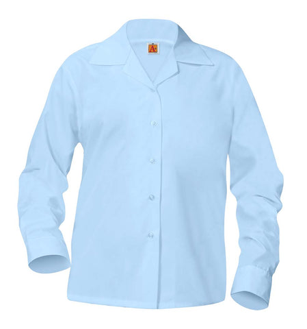 Girls Pointed Collar Long Sleeve Blouse Blue