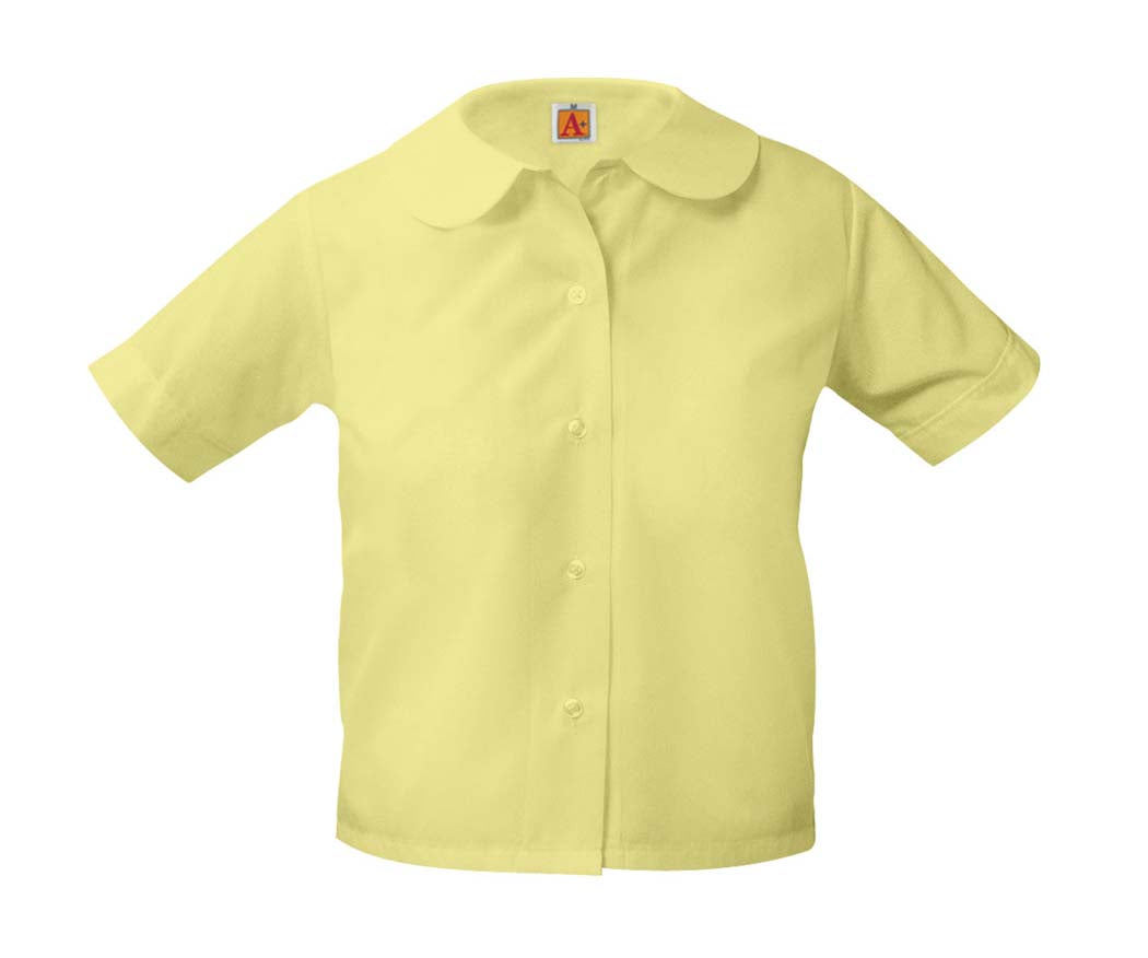 Girls Round Collar Short Sleeve Blouse Yellow