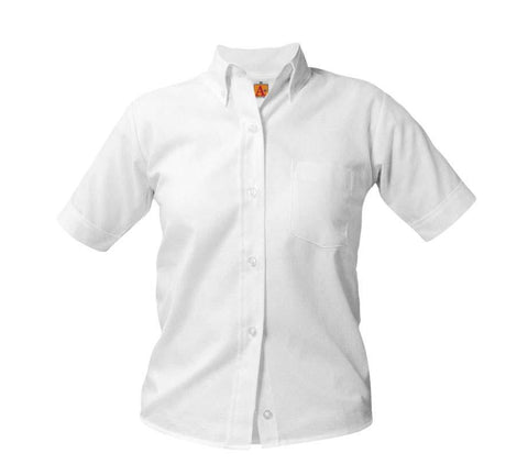 Girls Short Sleeve Oxford Blouse White