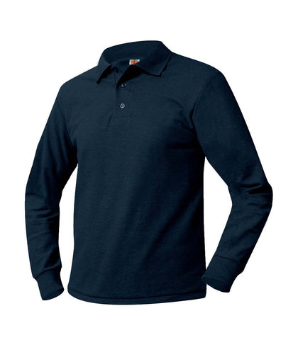 Long Sleeve Polo Shirt - Navy - With School Logo