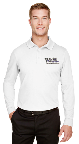 Long Sleeve Polo Shirt - World View - White